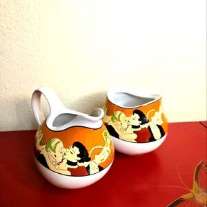 Cabaret by Sango Creamer and Sugar Bowl (No Lid) Mid Century Modern Design Used